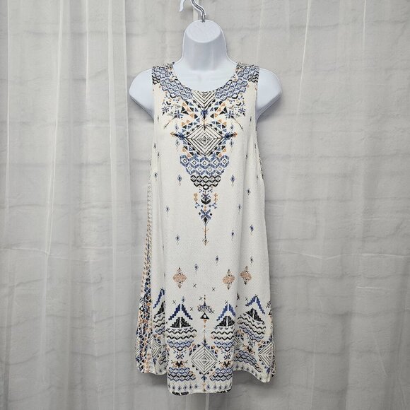 Ecote White Blue Tunic Tank Aztec Boho Festival M - Picture 11 of 11